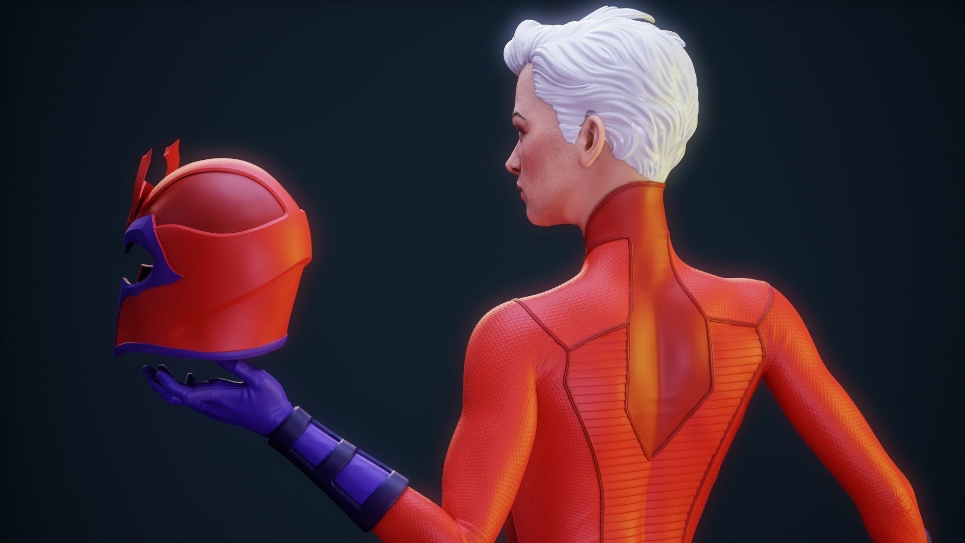 Magneto Female version high detailed 3D print model_30