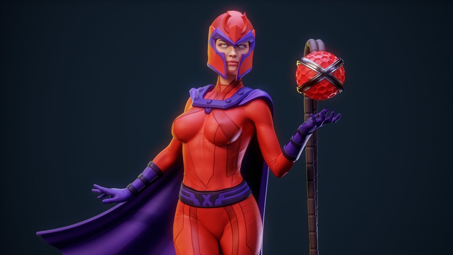Magneto Female version high detailed 3D print model_4