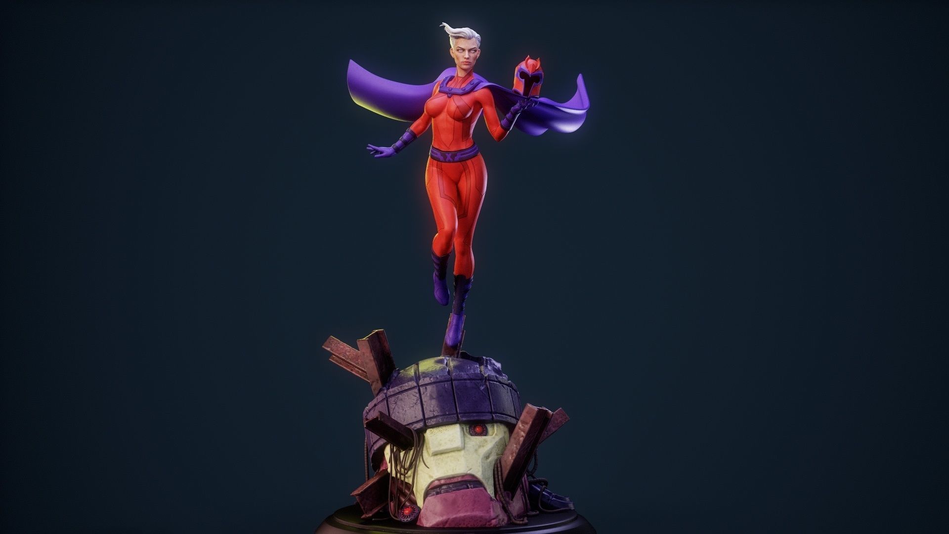 Magneto Female version high detailed 3D print model_12