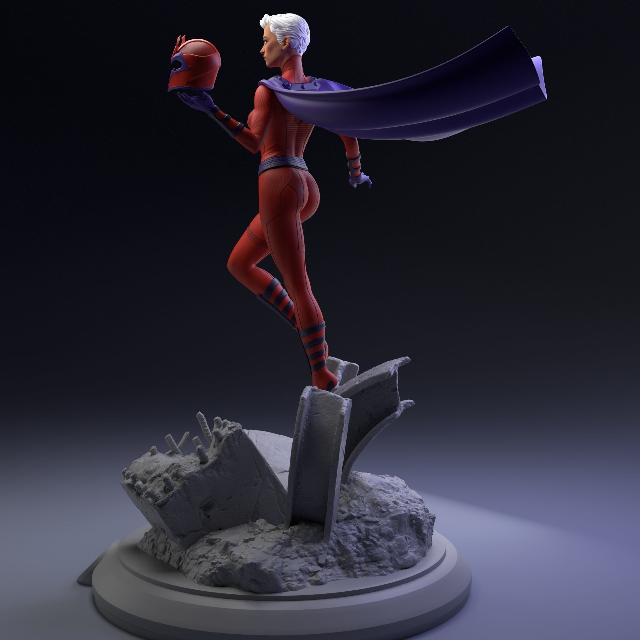 Magneto Female version high detailed 3D print model_8