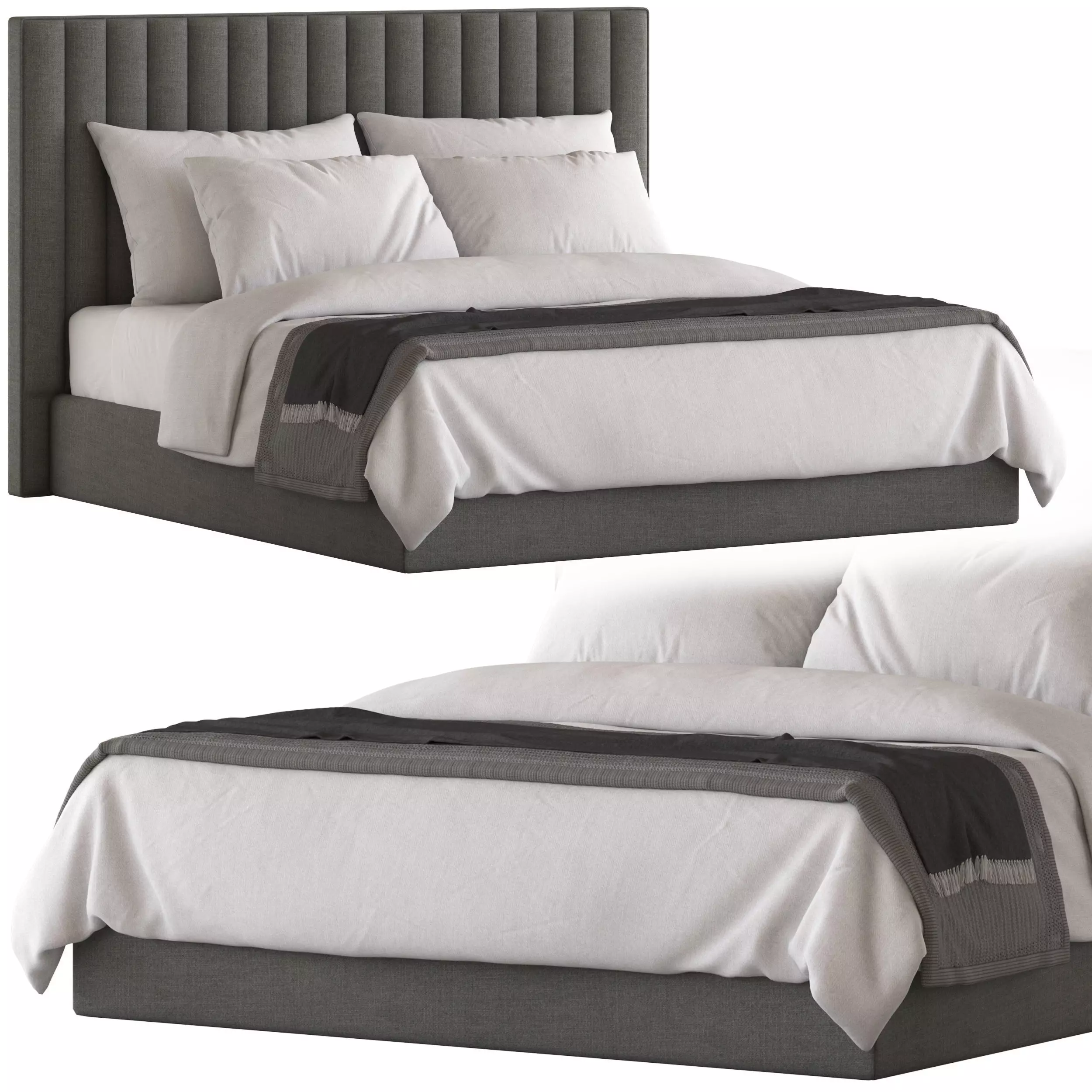 Globewest Kennedy Tufted Bed 3D model_0