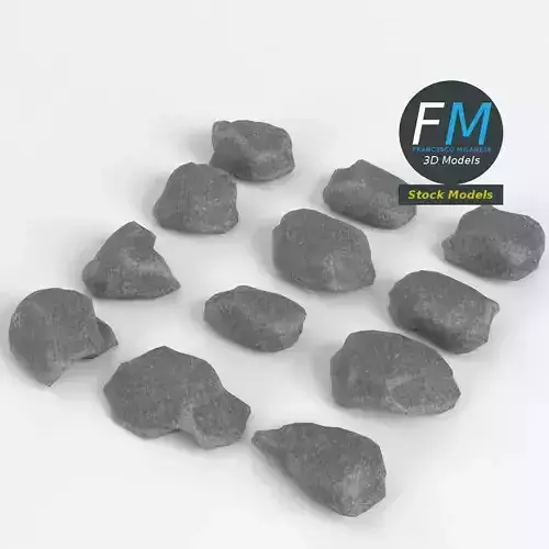 Limestone rocks pebbles set