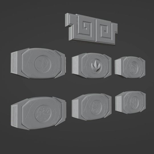ALL 7 MMPR Mighty Morphin Power Rangers Morpher Buckle 3D file 3D print model_1