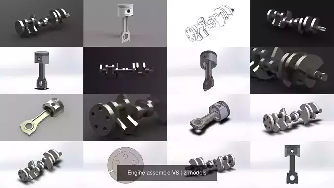 Engine assembly V8 3D Model Collection
