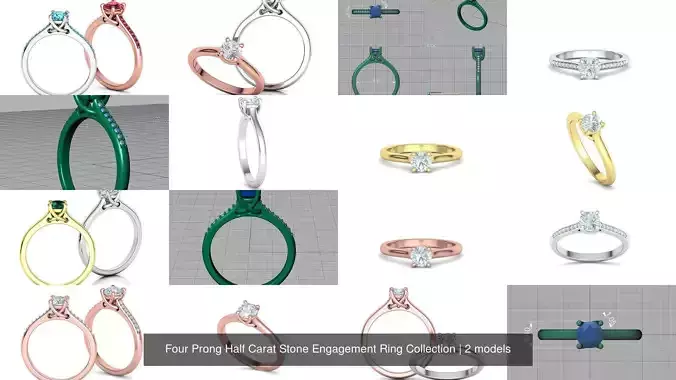 Four Prong Half Carat Stone Engagement Ring Collection