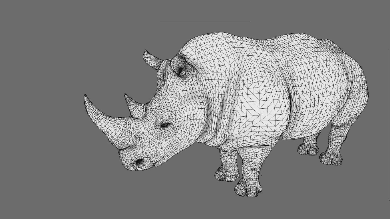 Rhino Animated and Rigged  Low-poly 3D model_23
