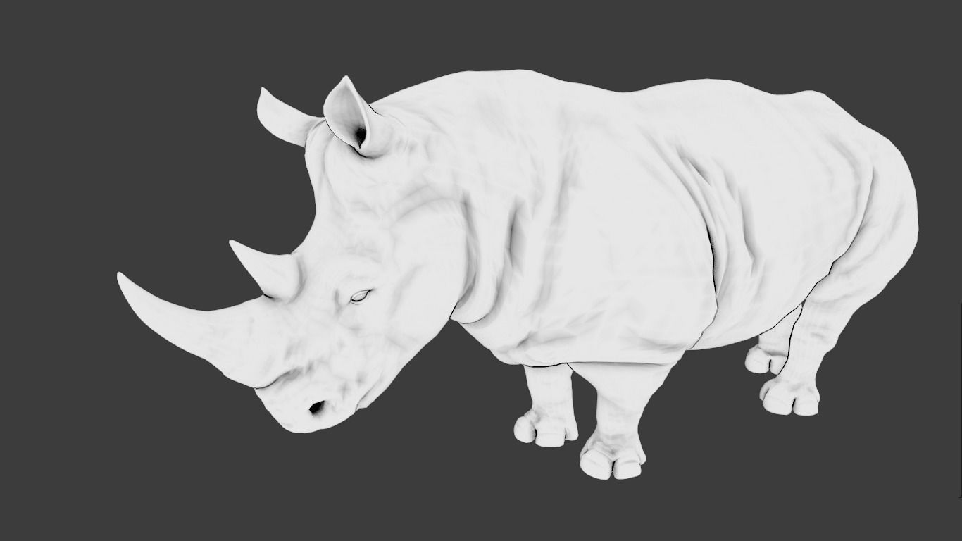 Rhino Animated and Rigged  Low-poly 3D model_22