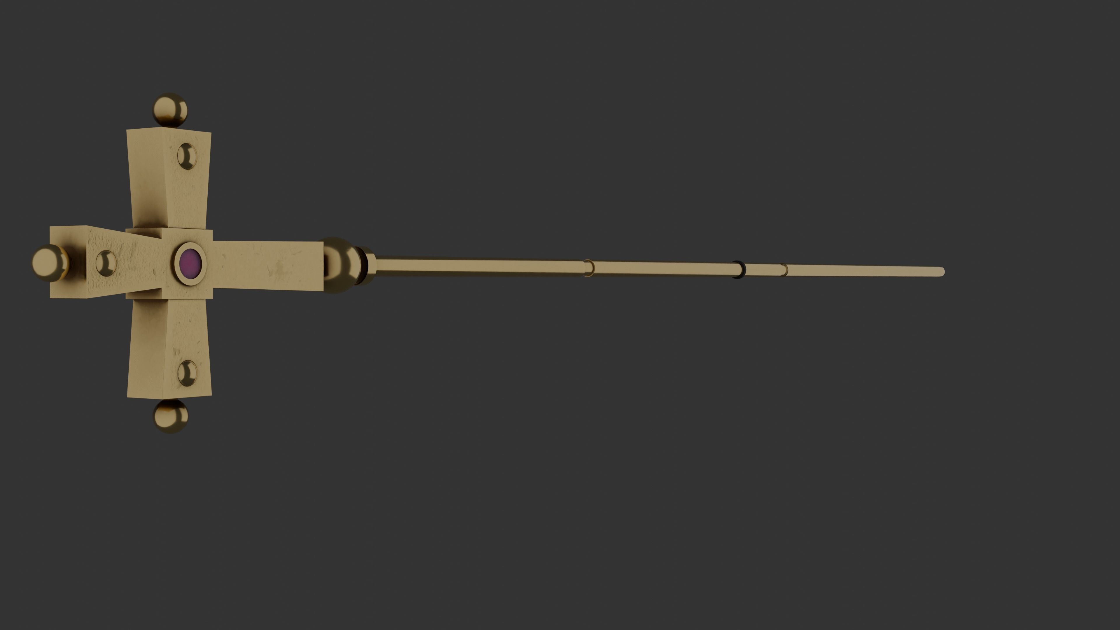 Papal Staff Low-poly 3D model_2