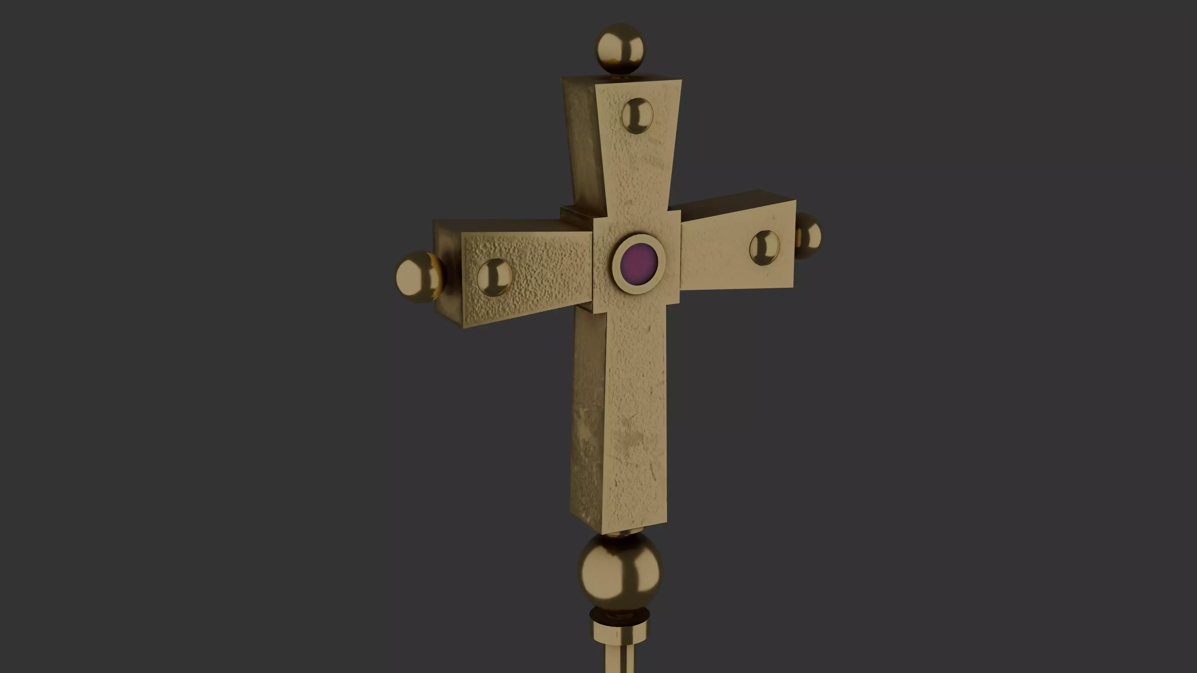Papal Staff Low-poly 3D model_0