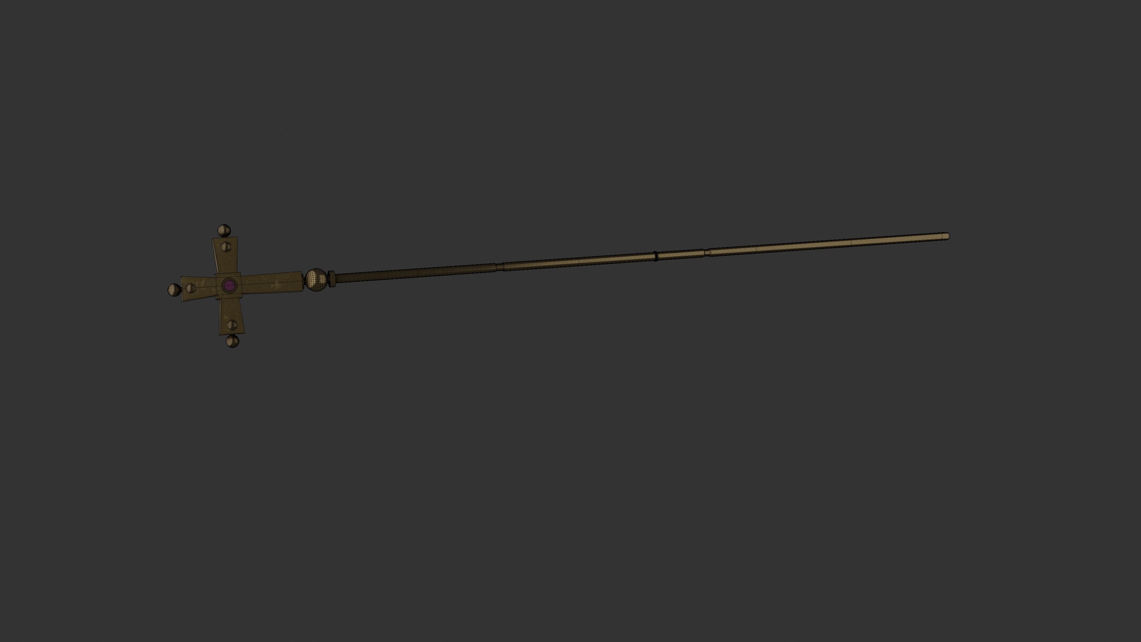 Papal Staff Low-poly 3D model_7