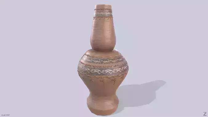 Clay pot Low-poly 3D model