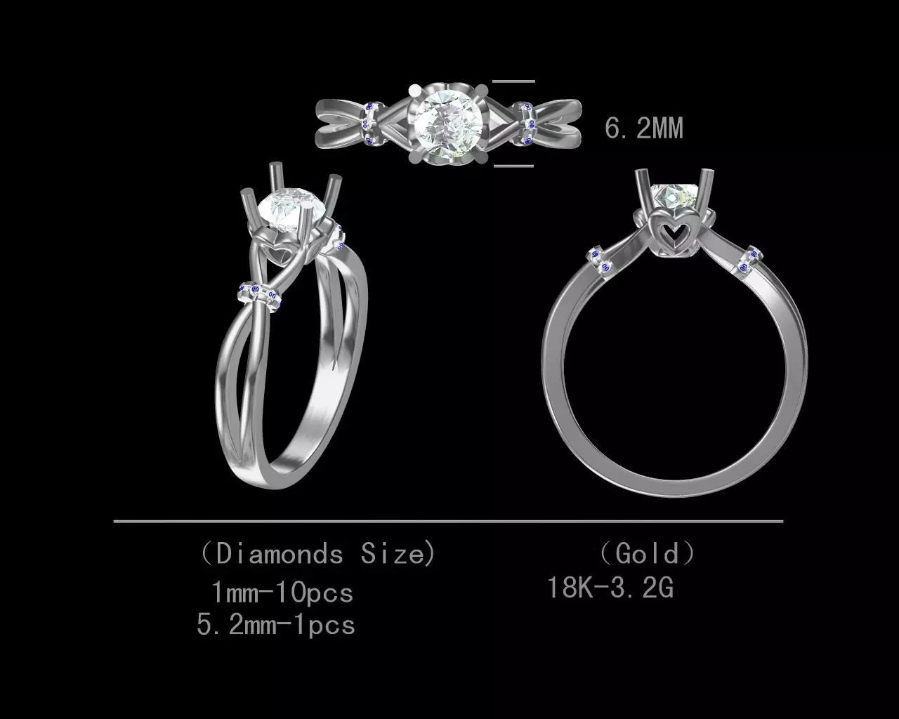 Fancy design diamond engagement ring for women 3D model Free 3D print model