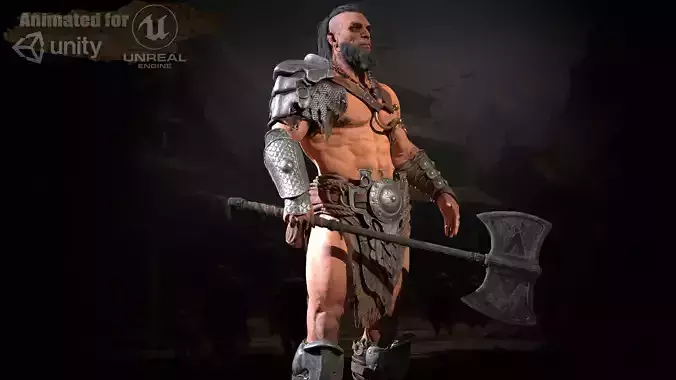 Barbarian Male  Starter Pack Low-poly 3D model