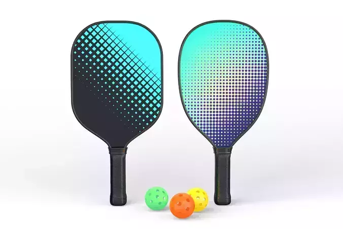Pickleball set Paddles and Balls 3D model