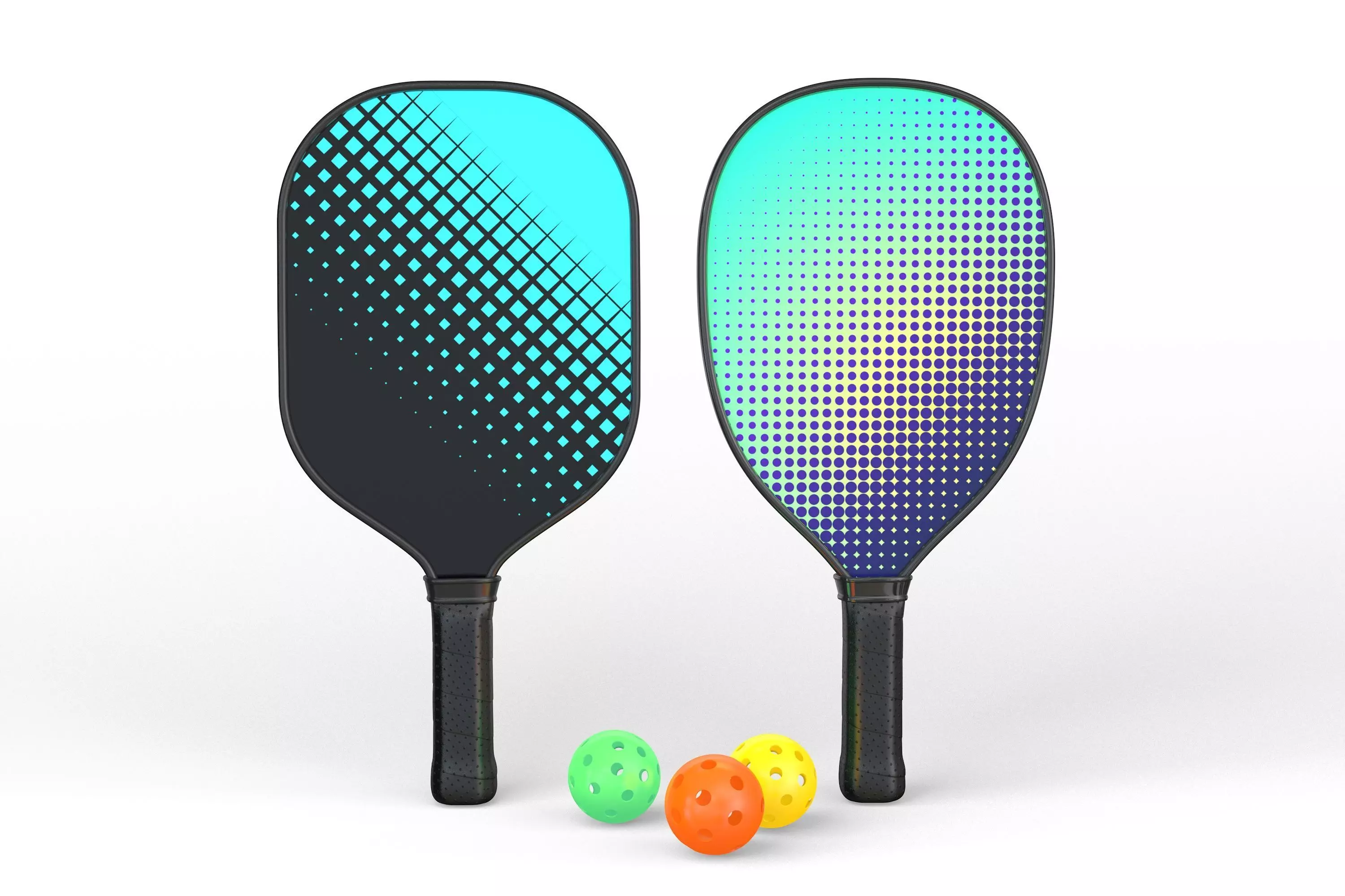 Pickleball set Paddles and Balls 3D model_0