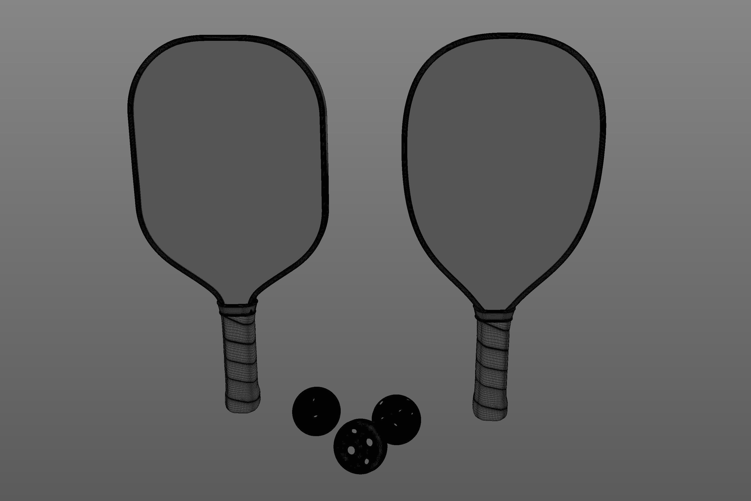 Pickleball set Paddles and Balls 3D model_7