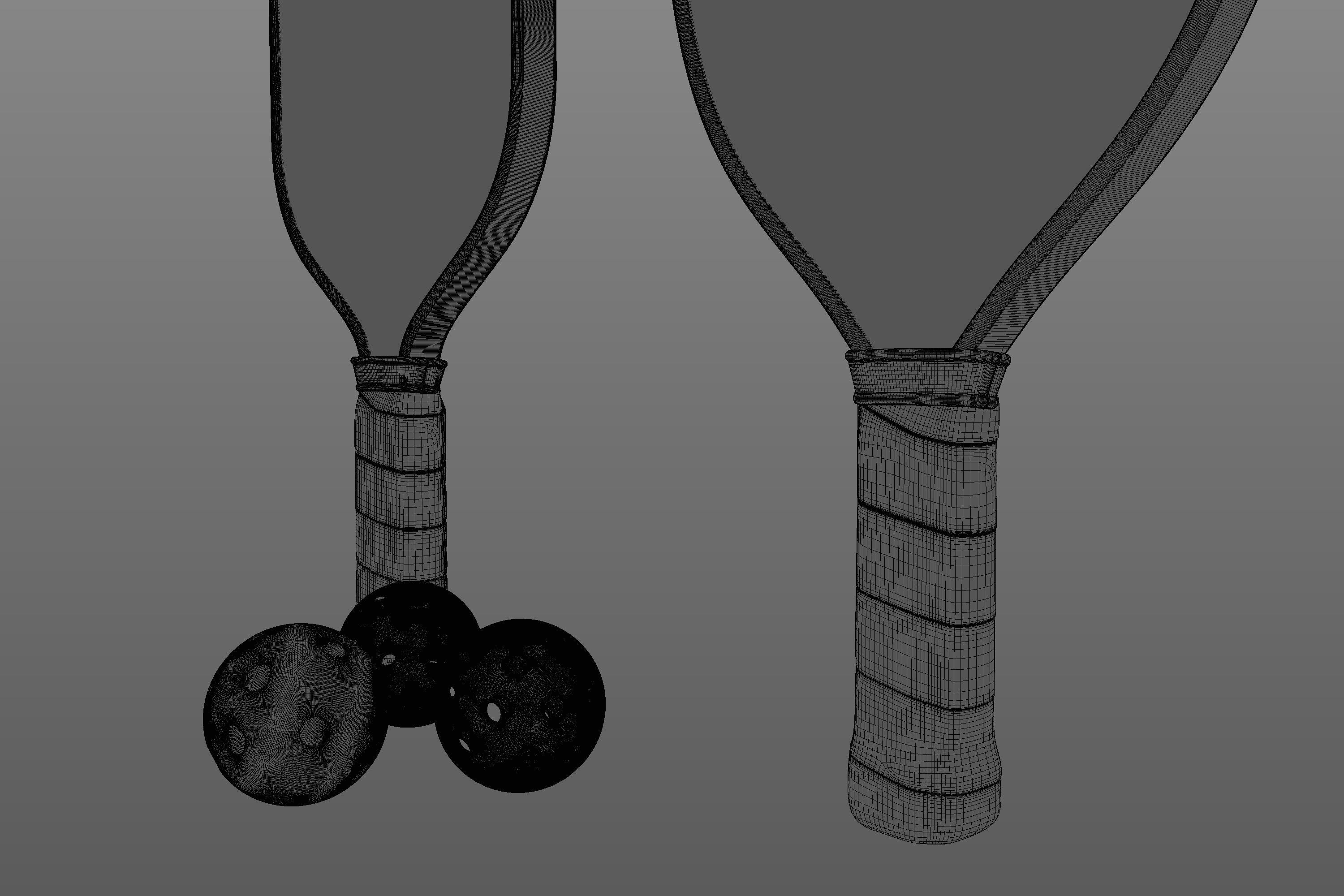 Pickleball set Paddles and Balls 3D model_8