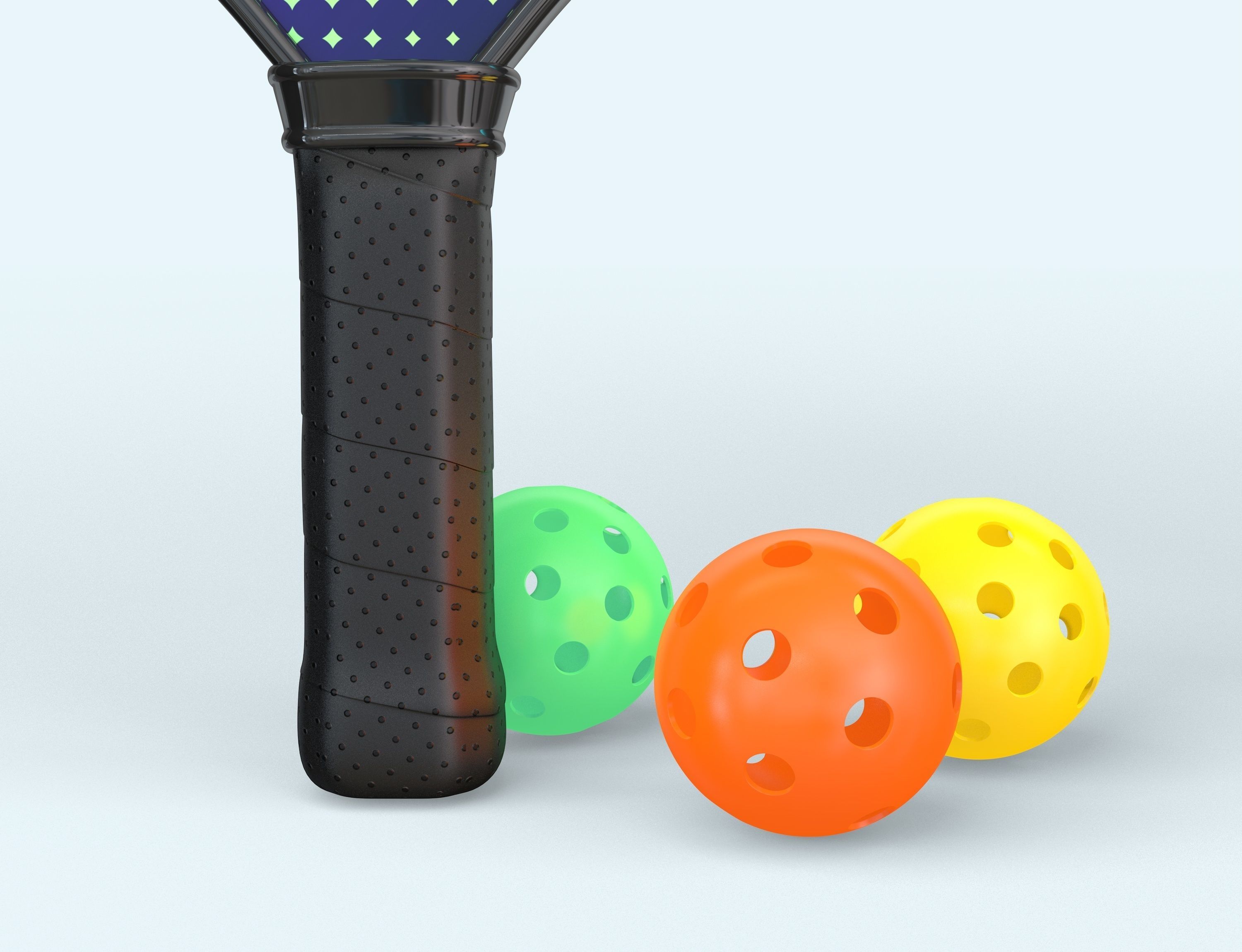 Pickleball set Paddles and Balls 3D model_4