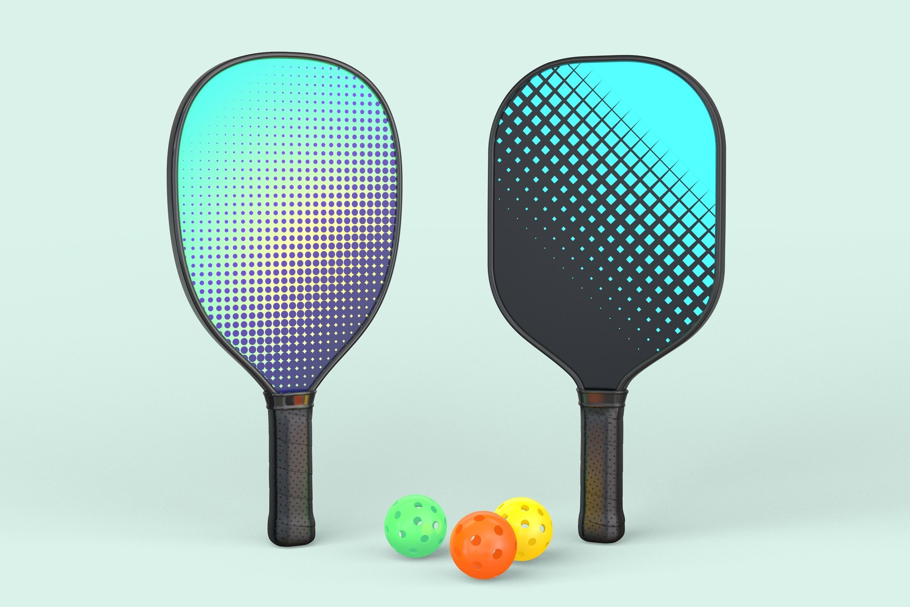 Pickleball set Paddles and Balls 3D model_1