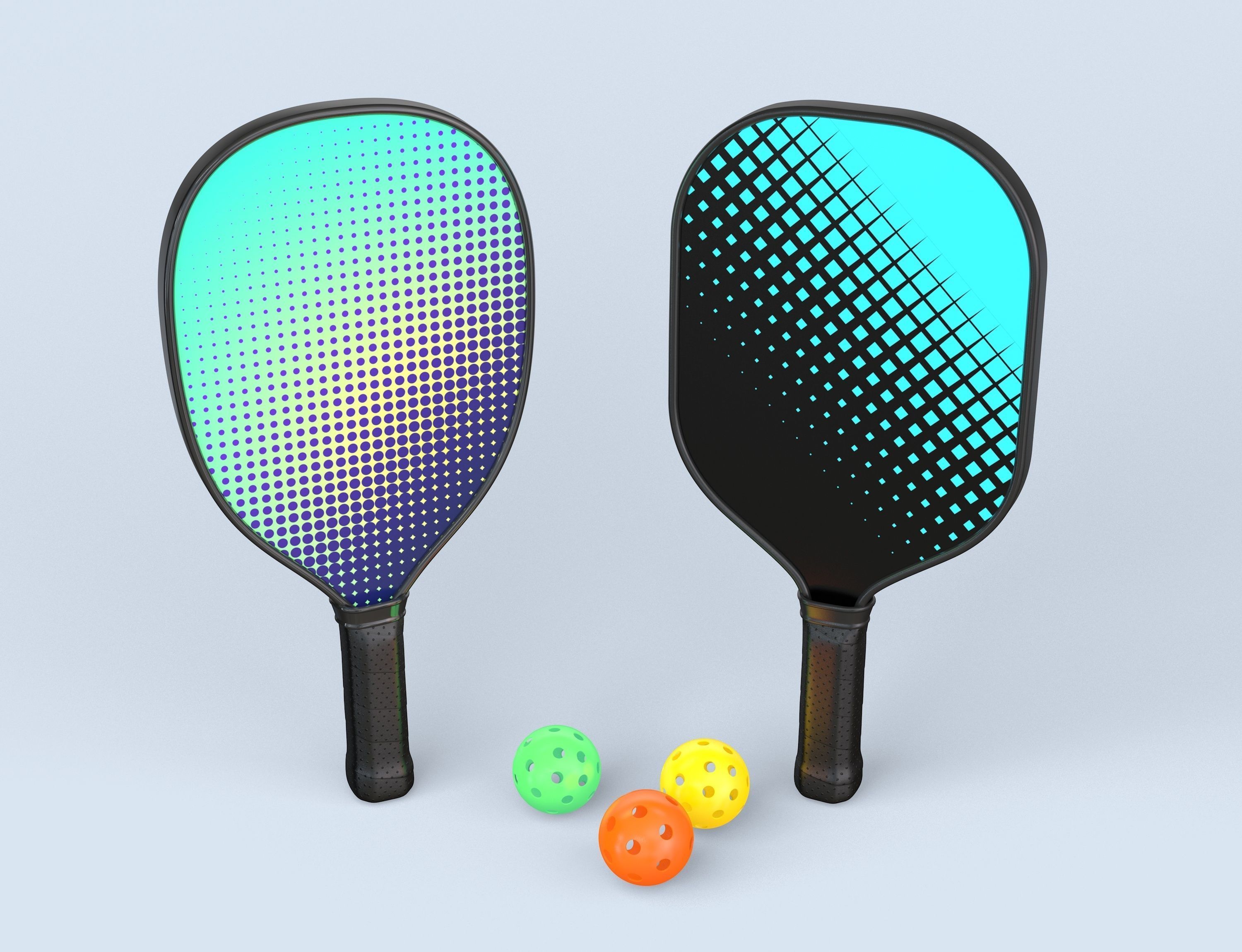 Pickleball set Paddles and Balls 3D model_3