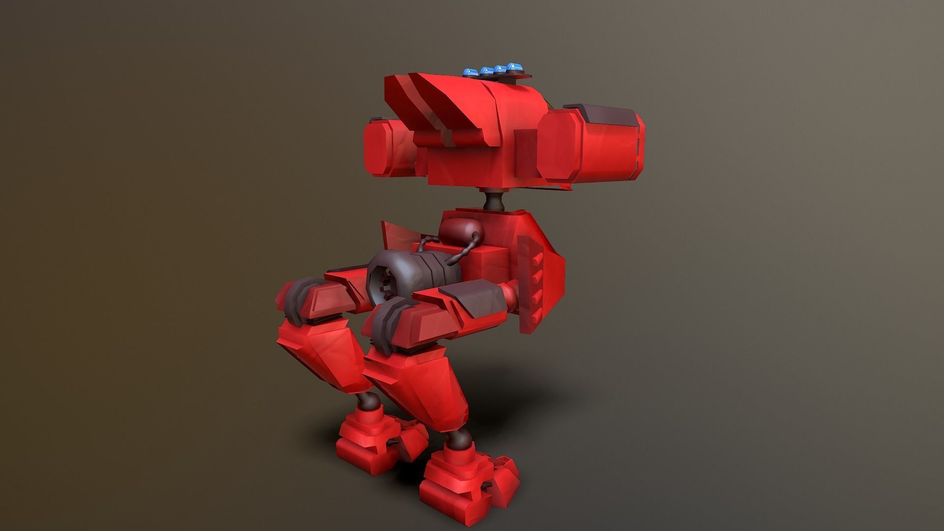 Combat robot Low-poly 3D model_3