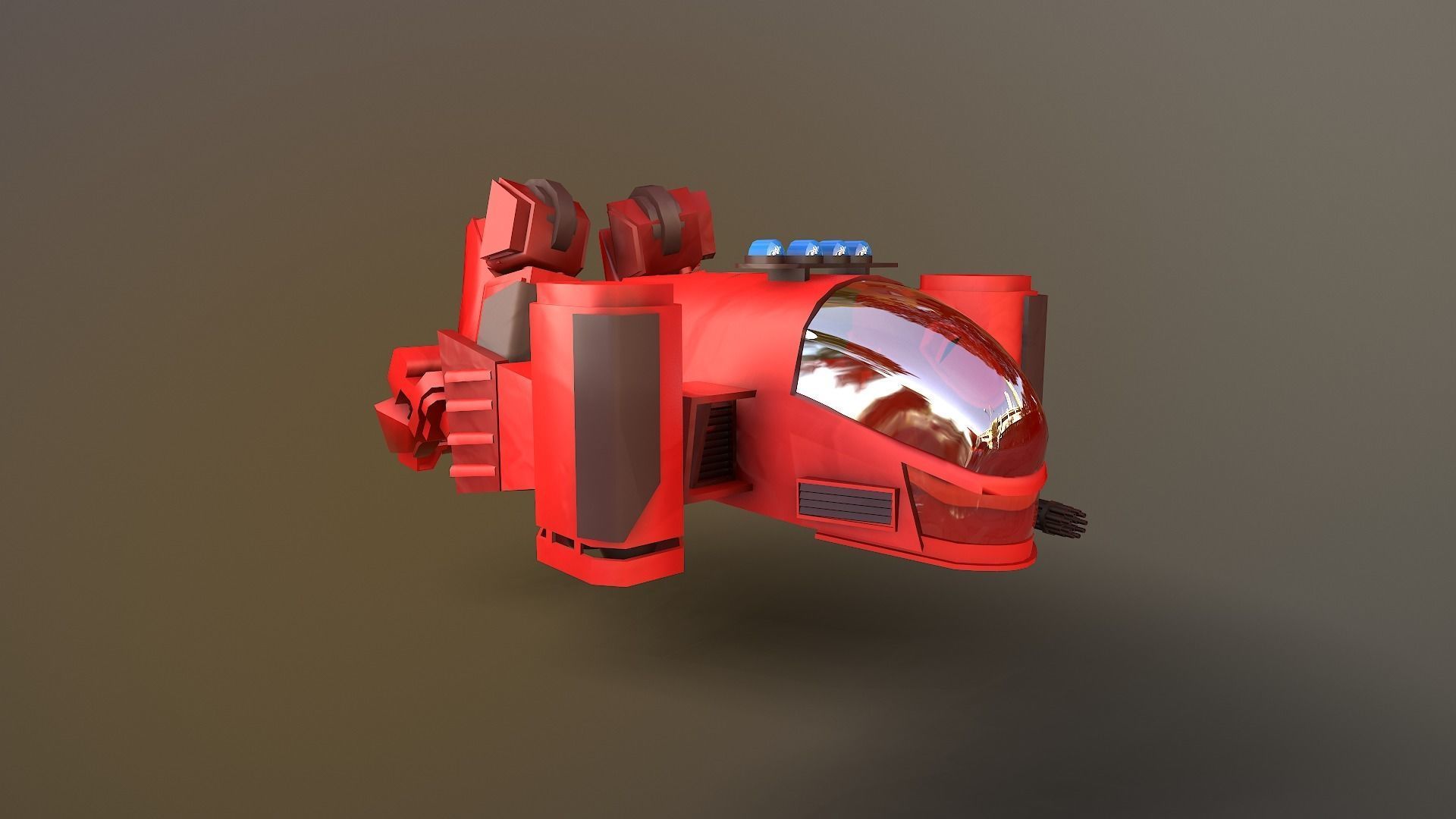 Combat robot Low-poly 3D model_9