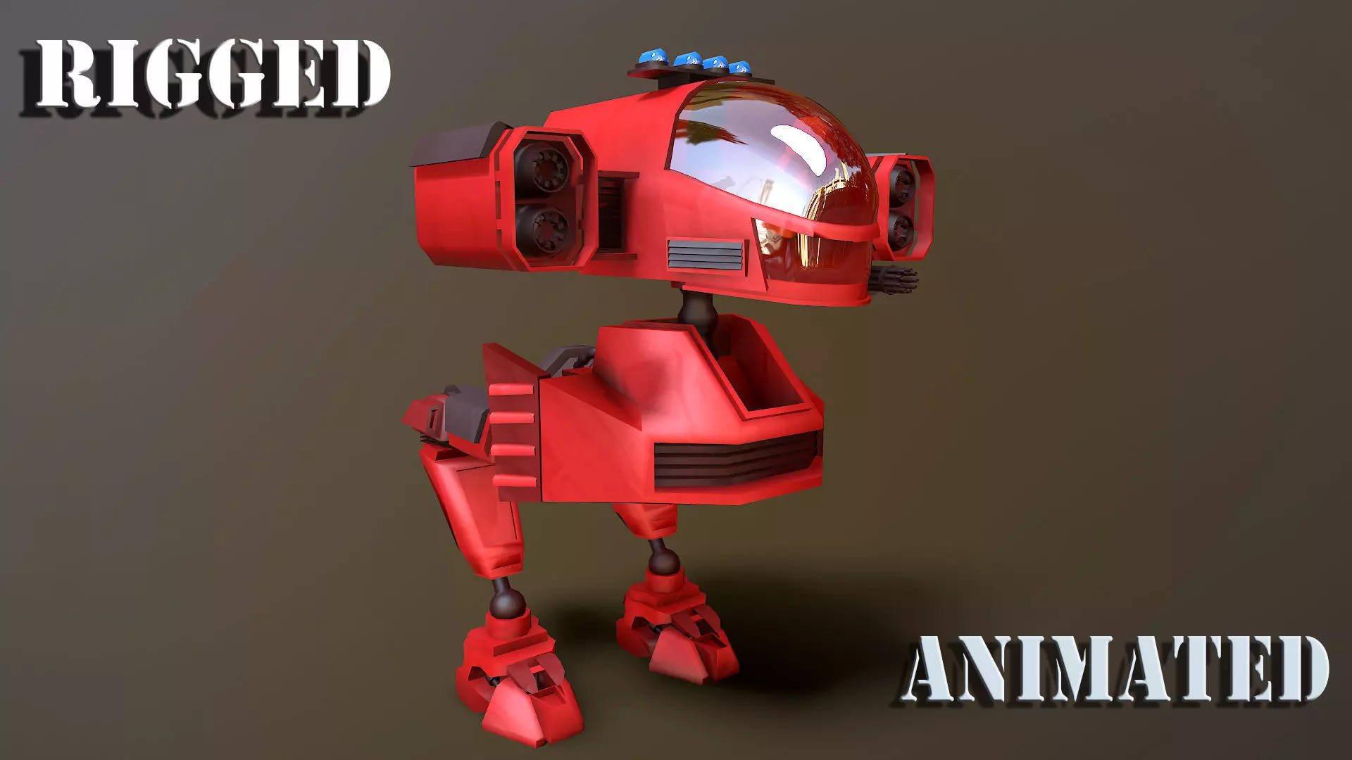 Combat robot Low-poly 3D model_0