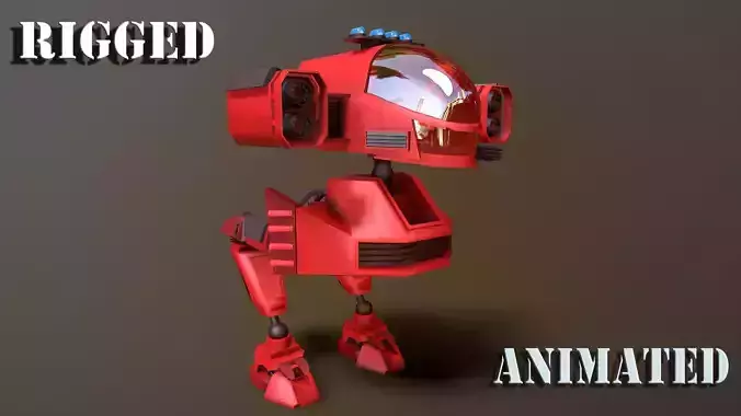 Combat robot Low-poly 3D model