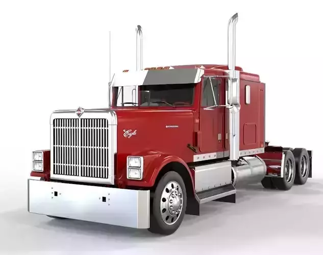 Truck international 9300 stock Flat to 3D model
