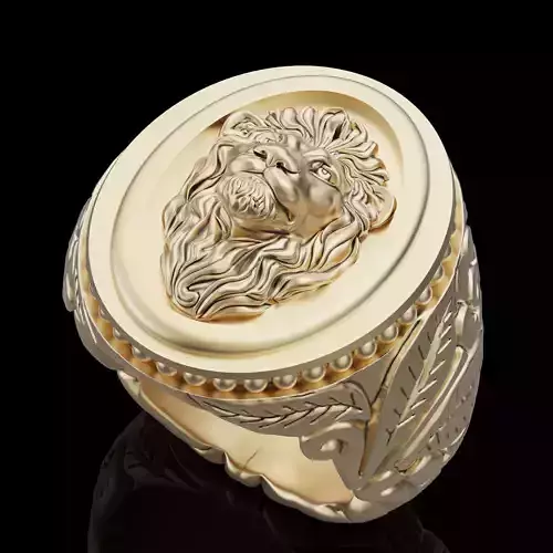 Lion ring silver gold jewelry printable 3d model