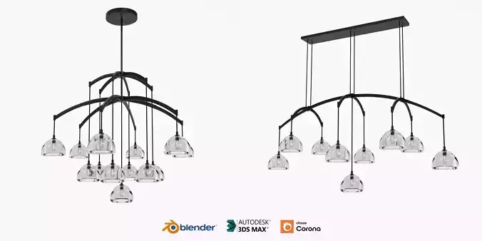 Hemisphere Modern Glass Round Chandelier