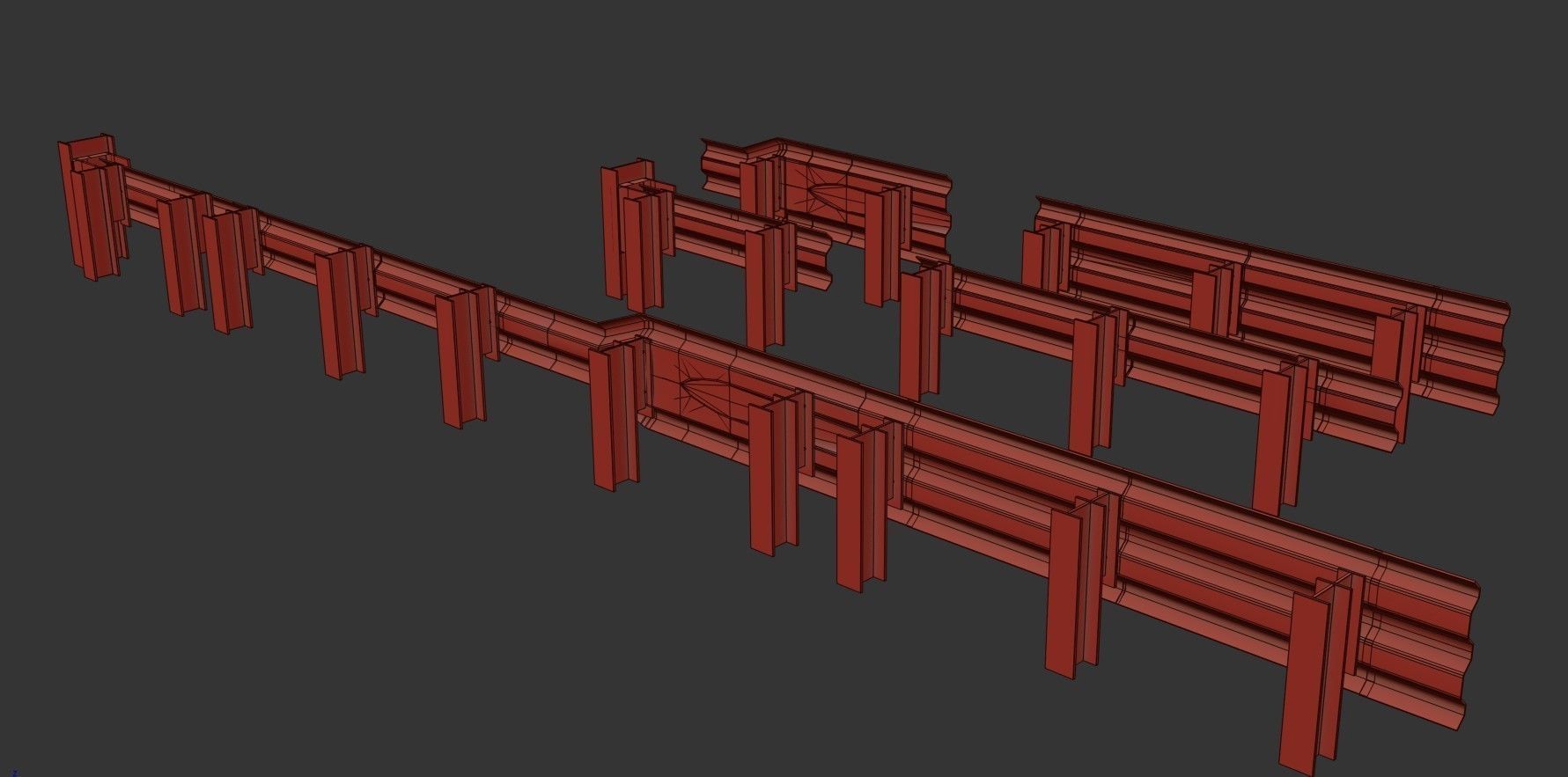 Road Railing pack Low-poly 3D model_25