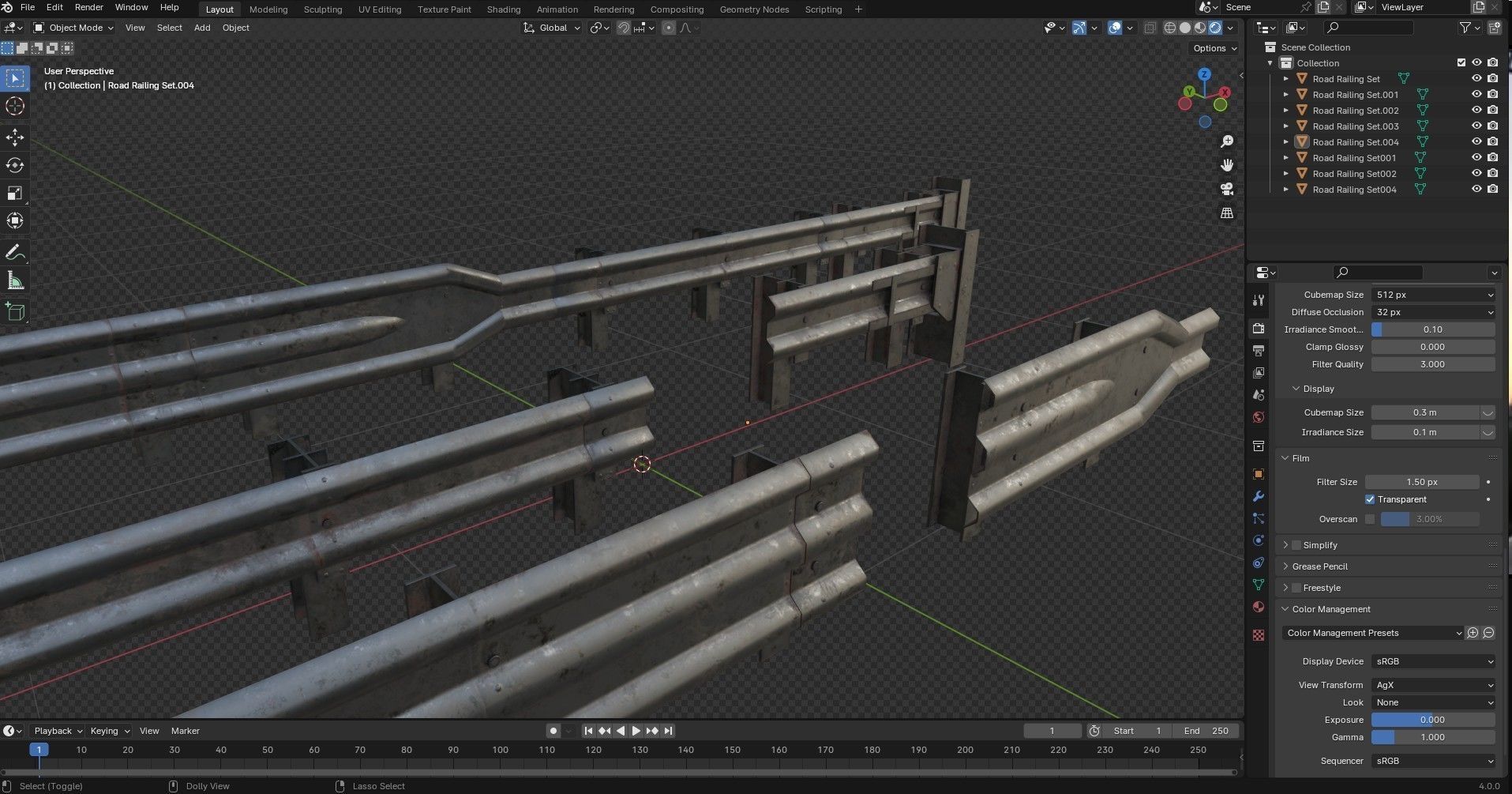 Road Railing pack Low-poly 3D model_22