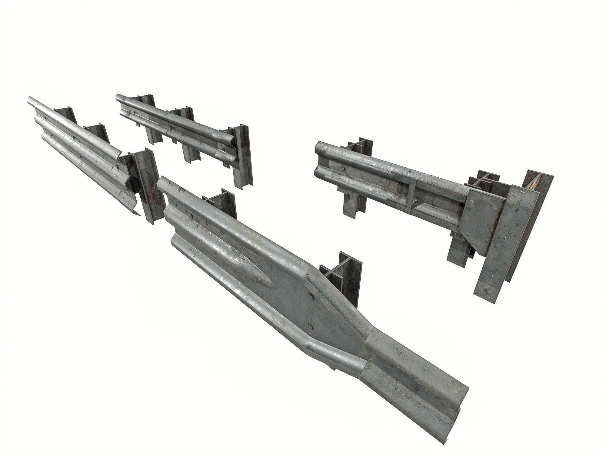 Road Railing pack Low-poly 3D model_2