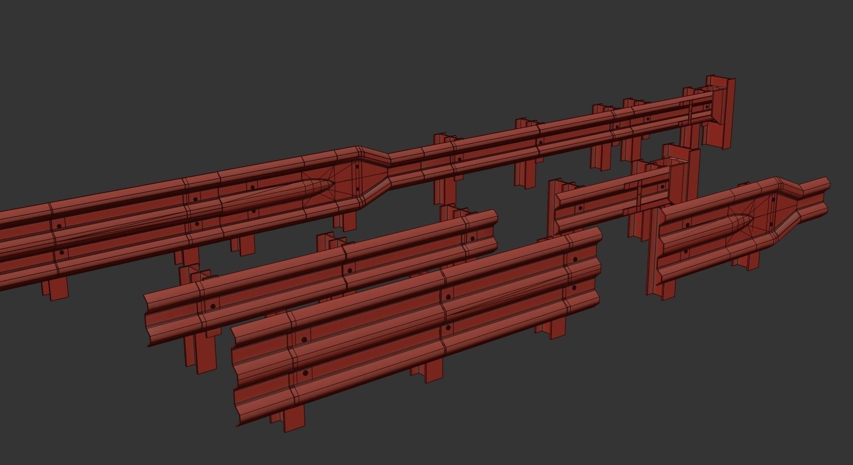 Road Railing pack Low-poly 3D model_24