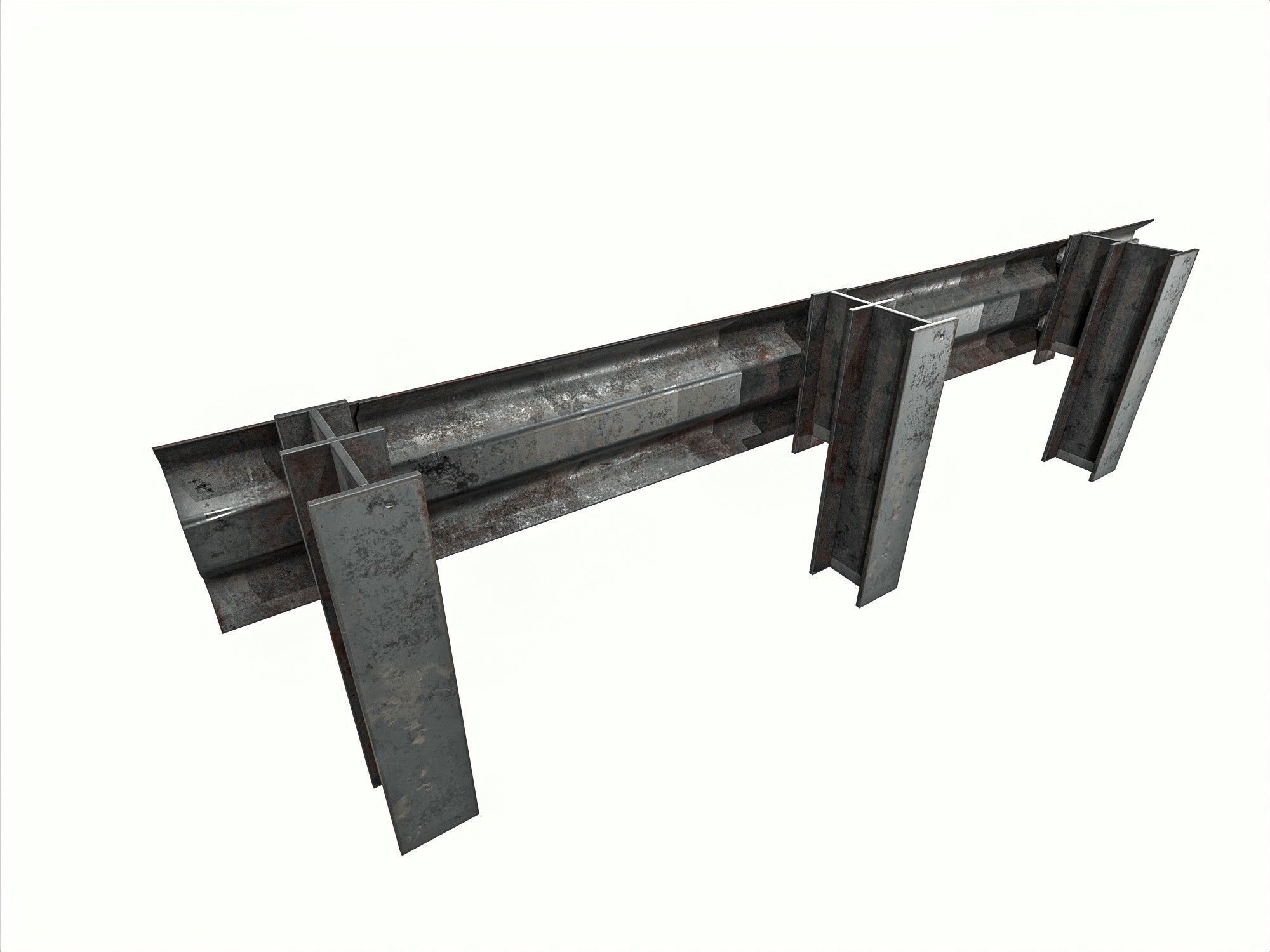 Road Railing pack Low-poly 3D model_12