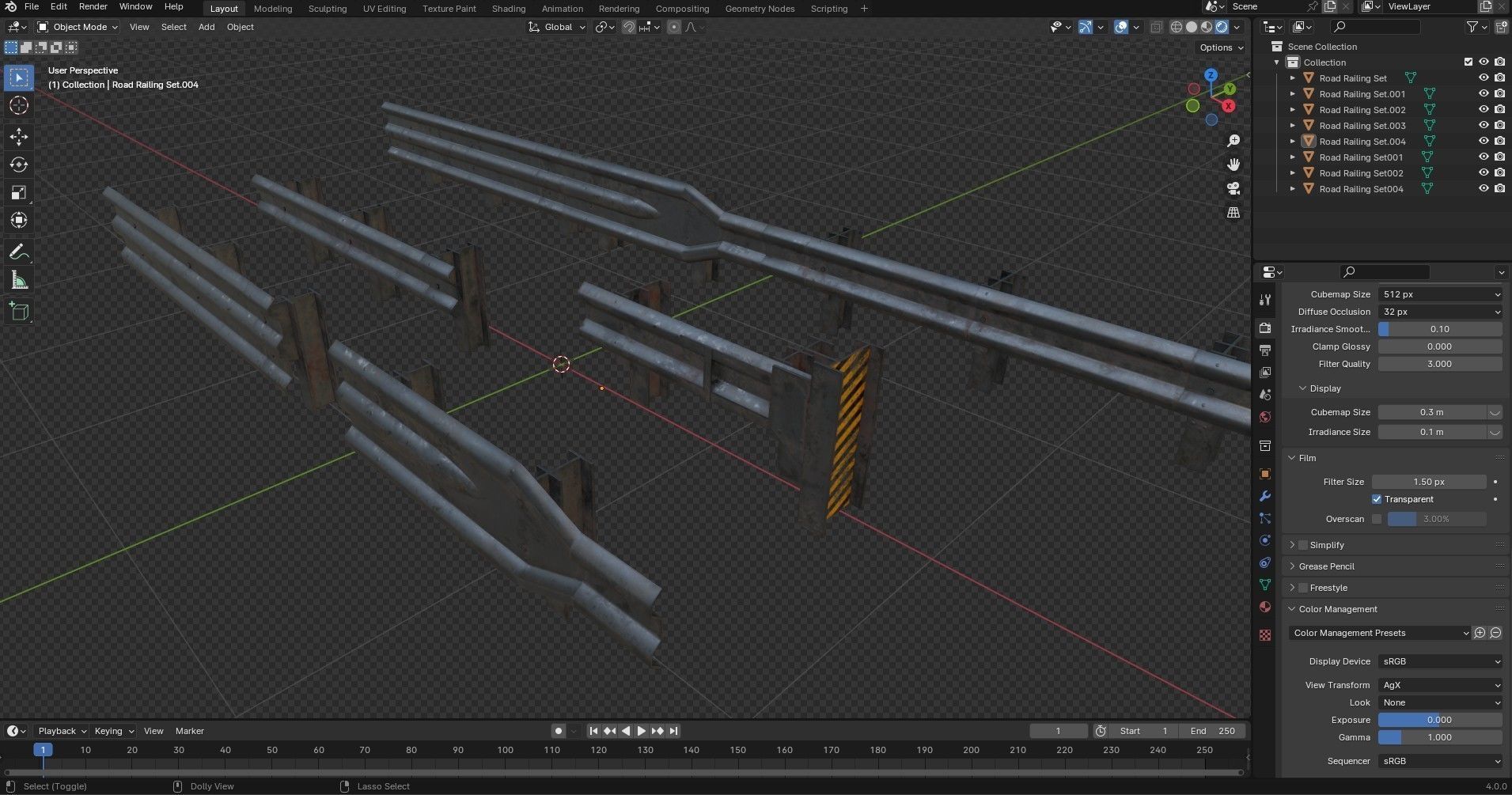 Road Railing pack Low-poly 3D model_21