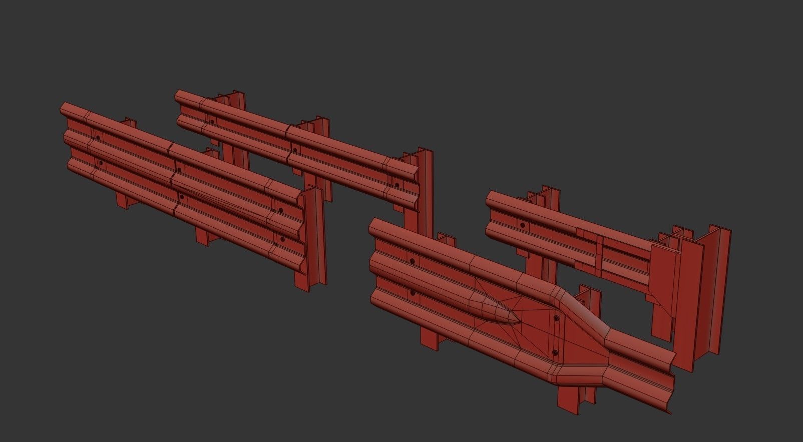 Road Railing pack Low-poly 3D model_23
