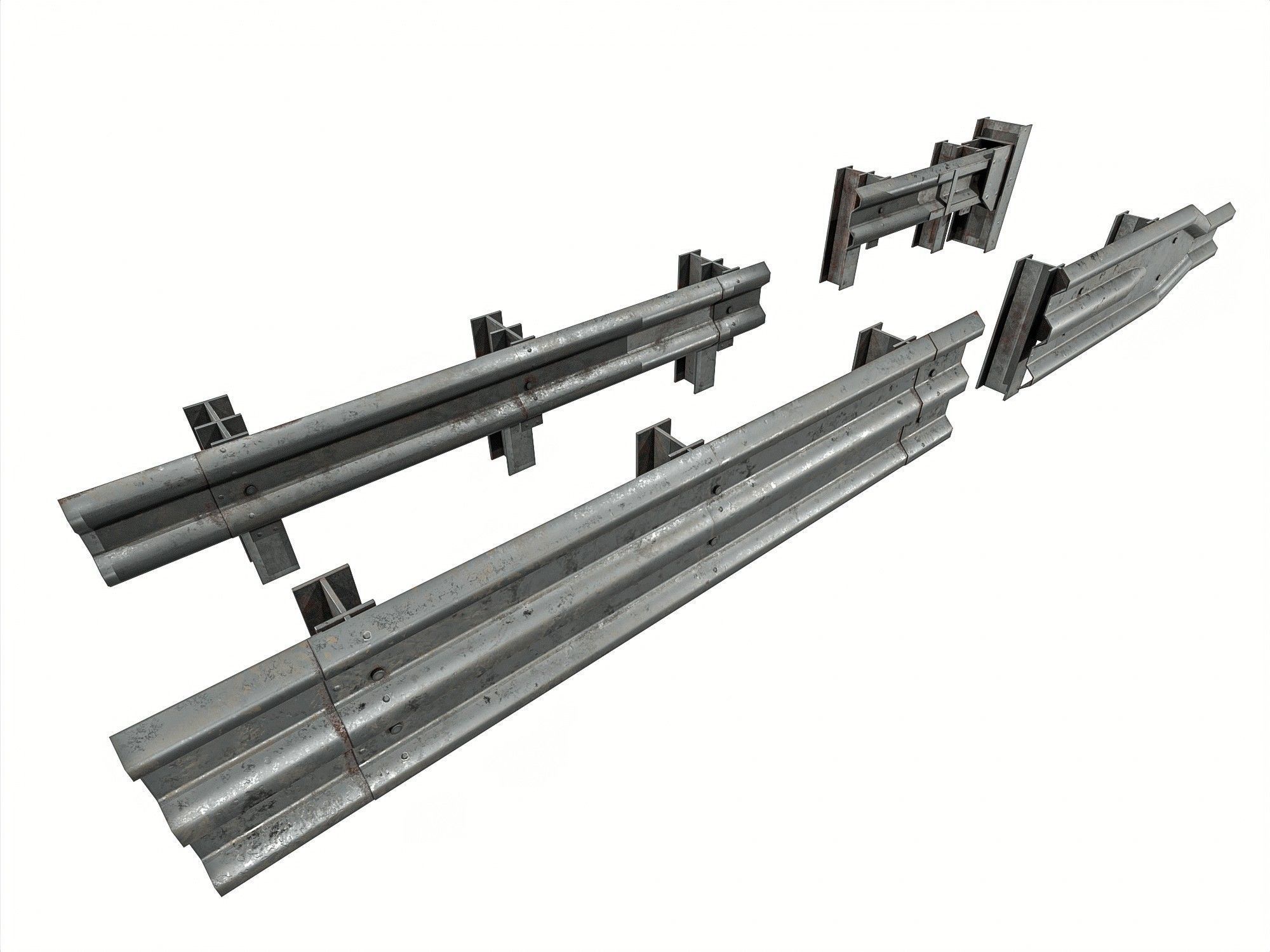 Road Railing pack Low-poly 3D model_5