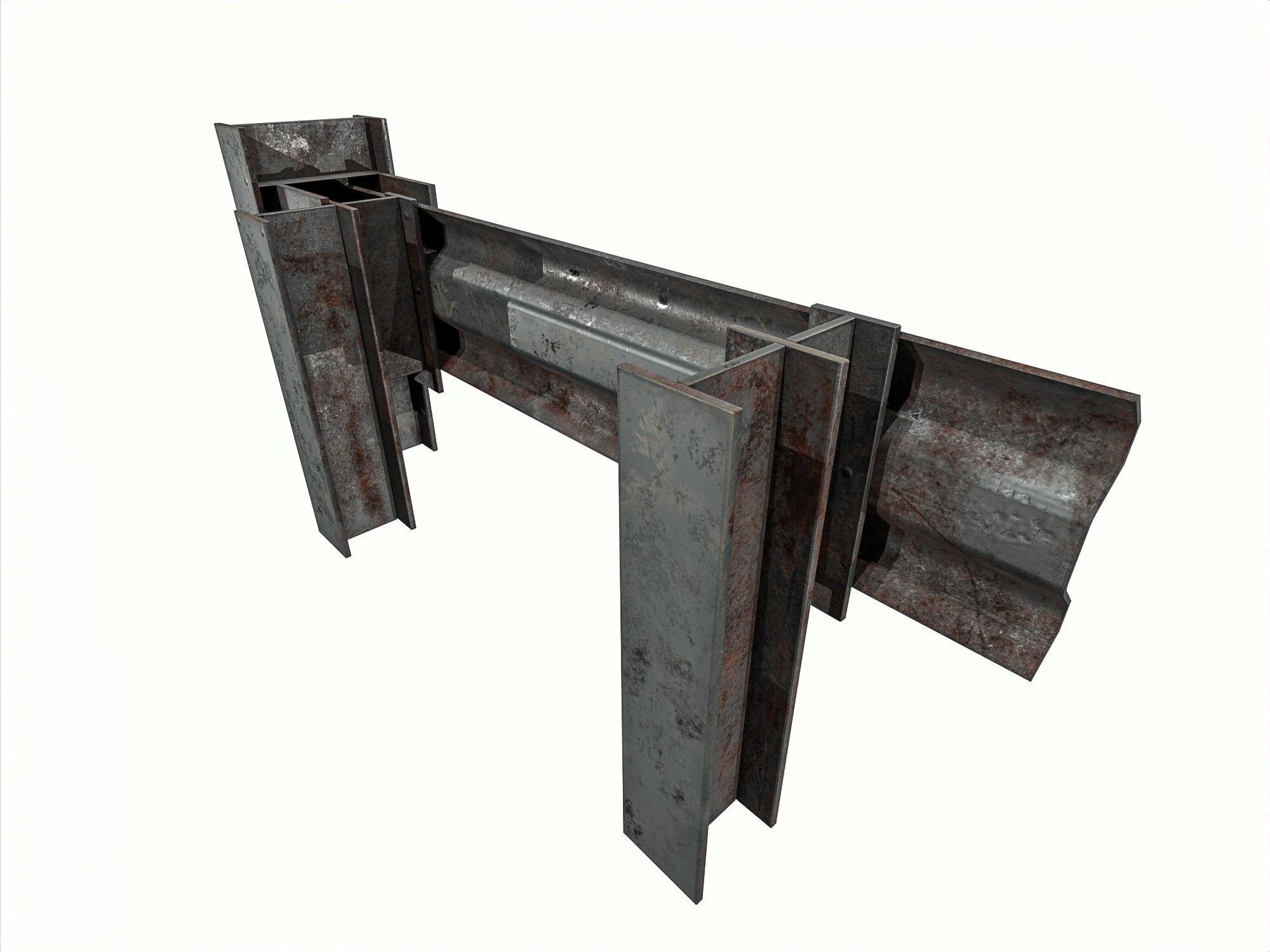 Road Railing pack Low-poly 3D model_4