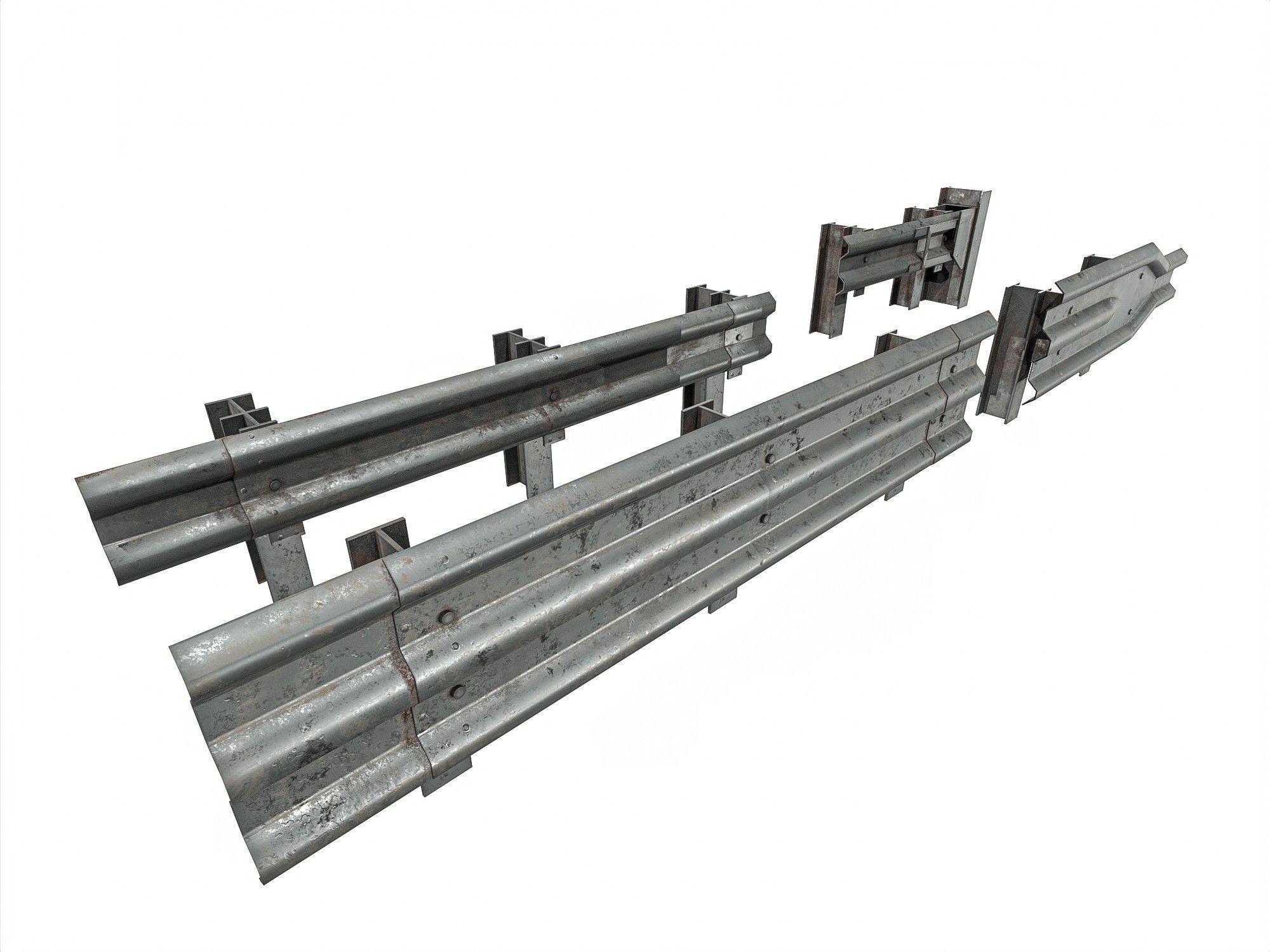 Road Railing pack Low-poly 3D model_6