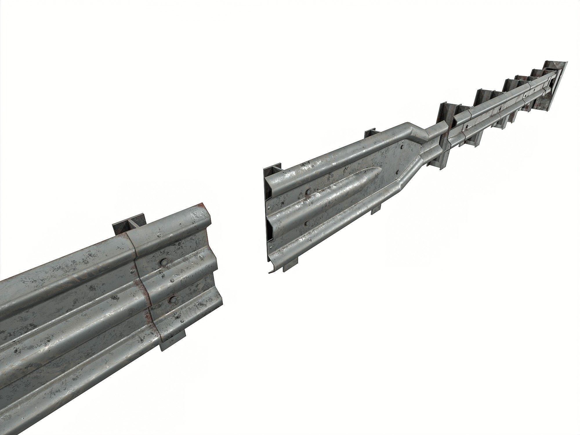 Road Railing pack Low-poly 3D model_7