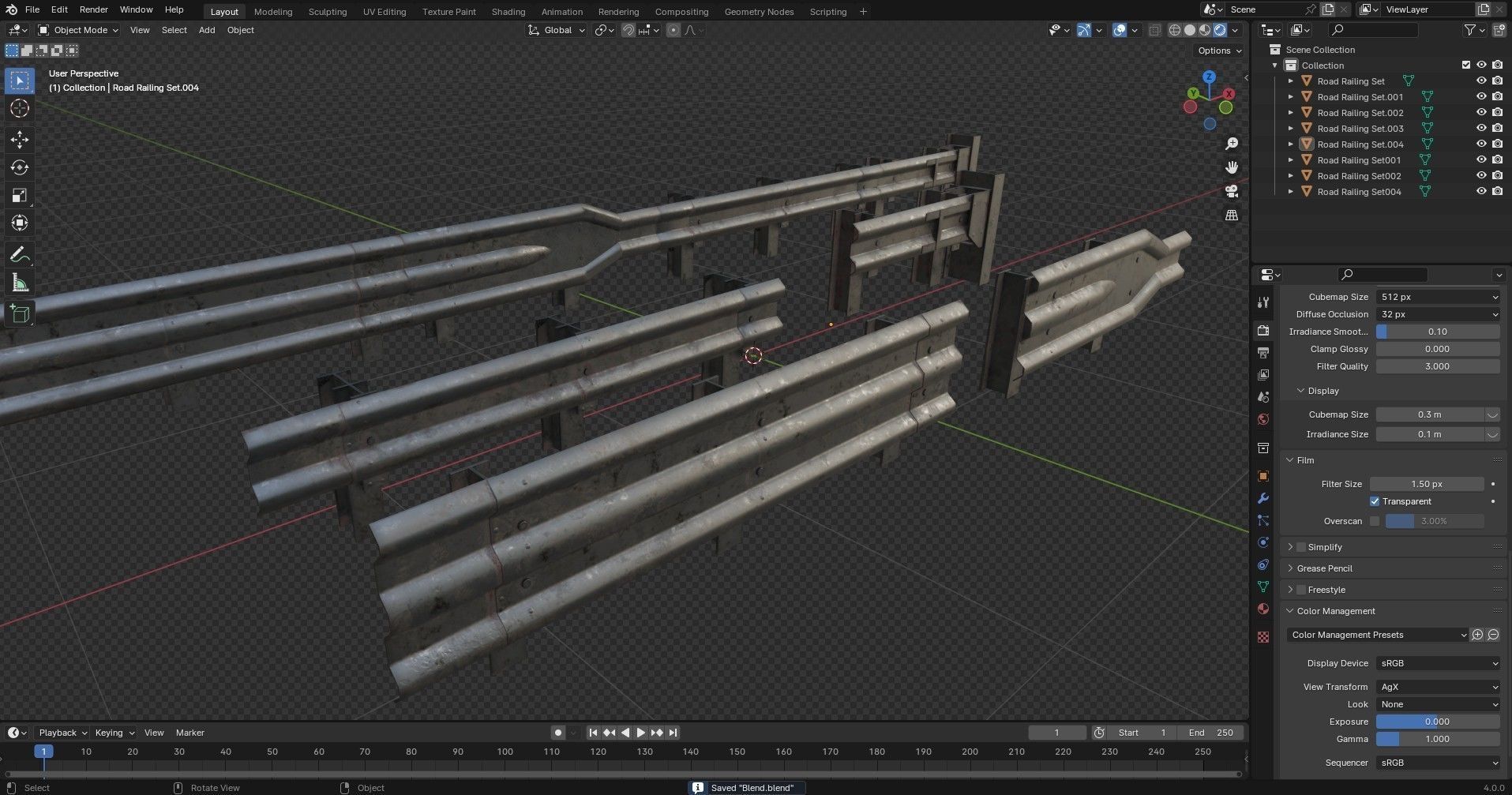 Road Railing pack Low-poly 3D model_20