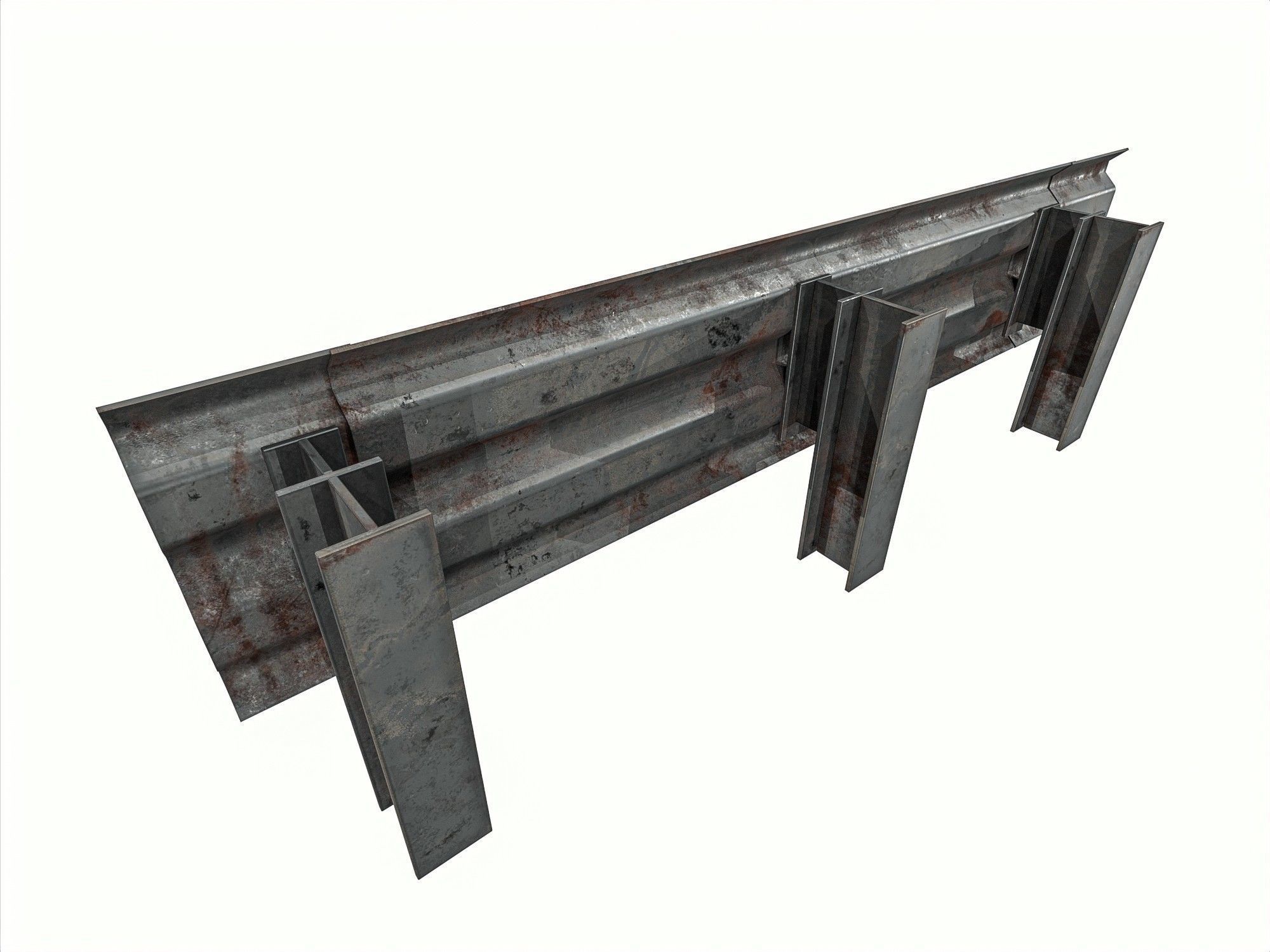 Road Railing pack Low-poly 3D model_17