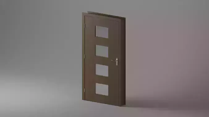 Single Door - Plain with Glass Squares - 12 Handles - Revit 2020