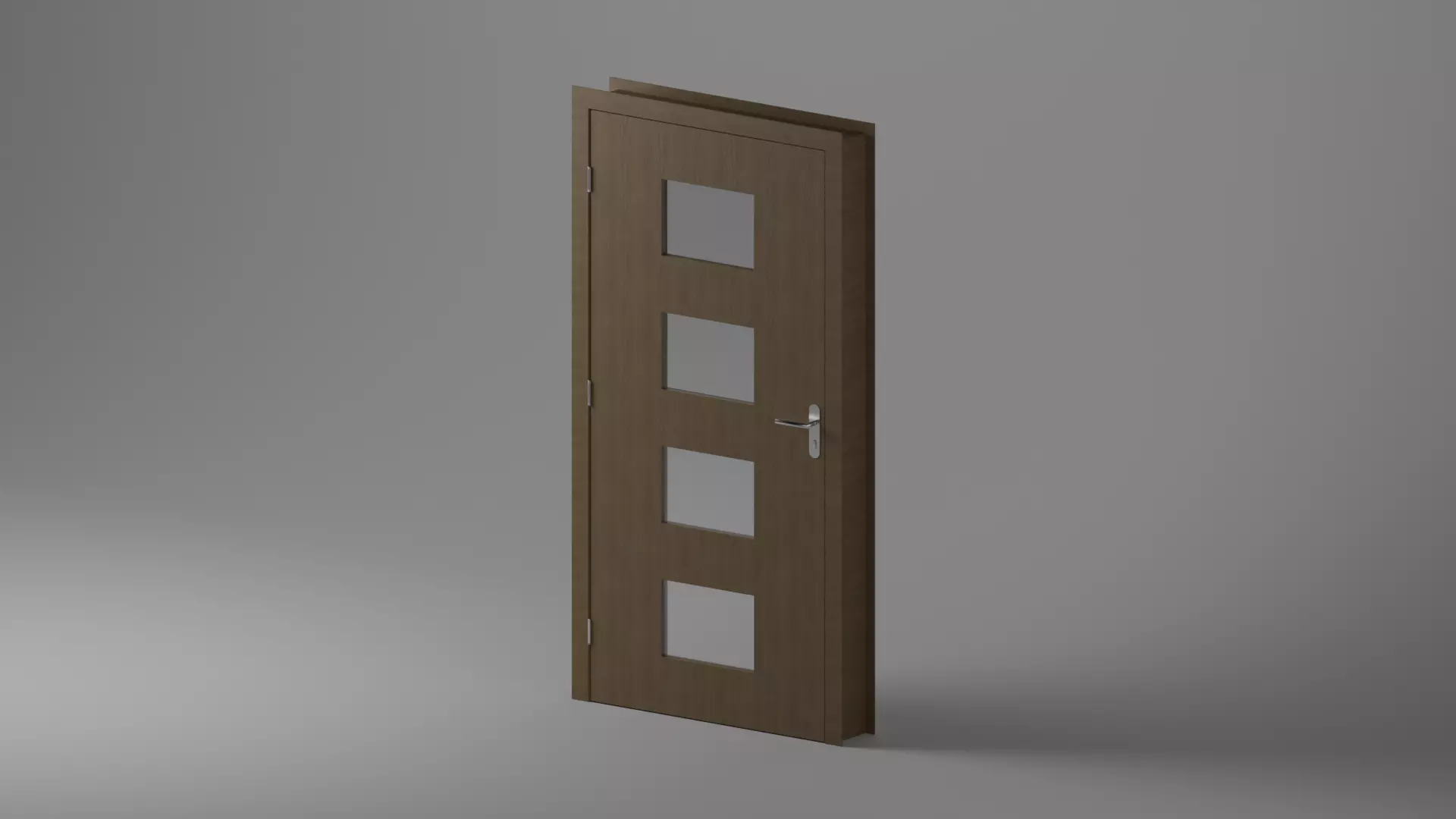 Single Door - Plain with Glass Squares - 12 Handles - Revit 2020 3D model_0