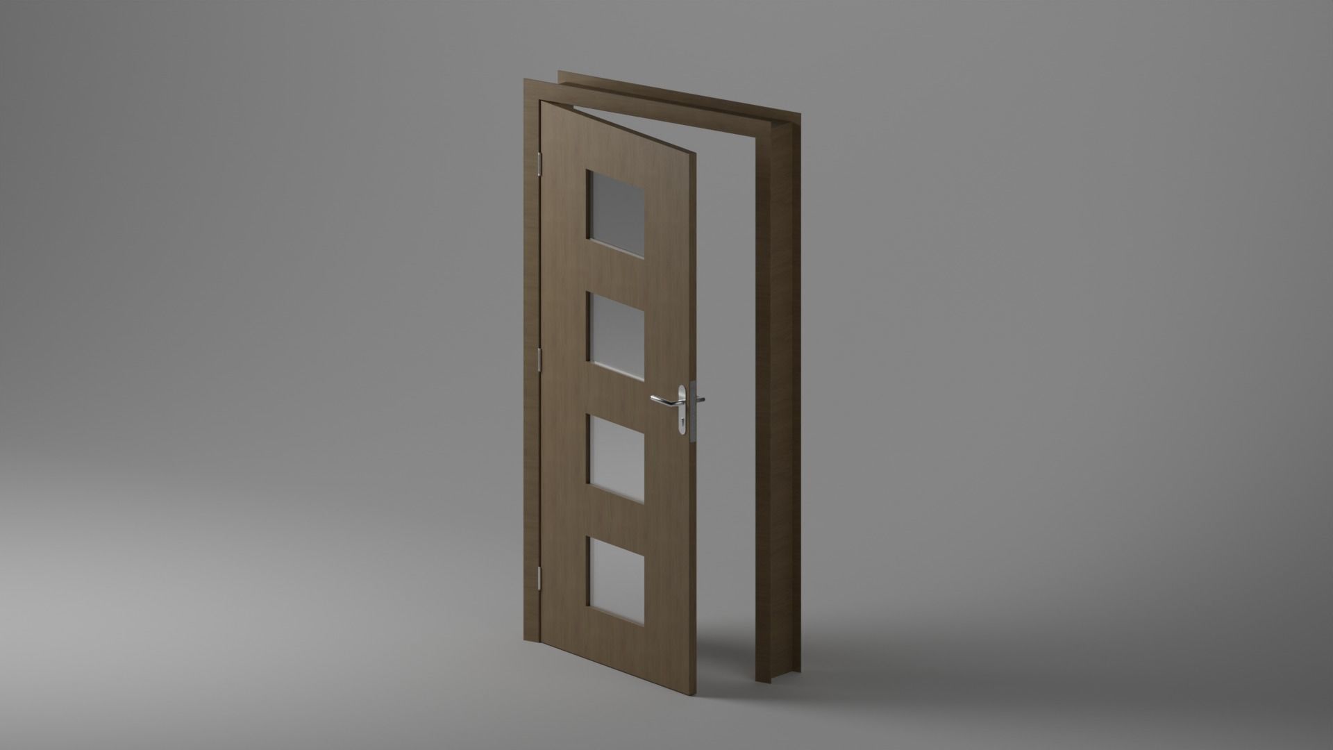 Single Door - Plain with Glass Squares - 12 Handles - Revit 2020 3D model_4