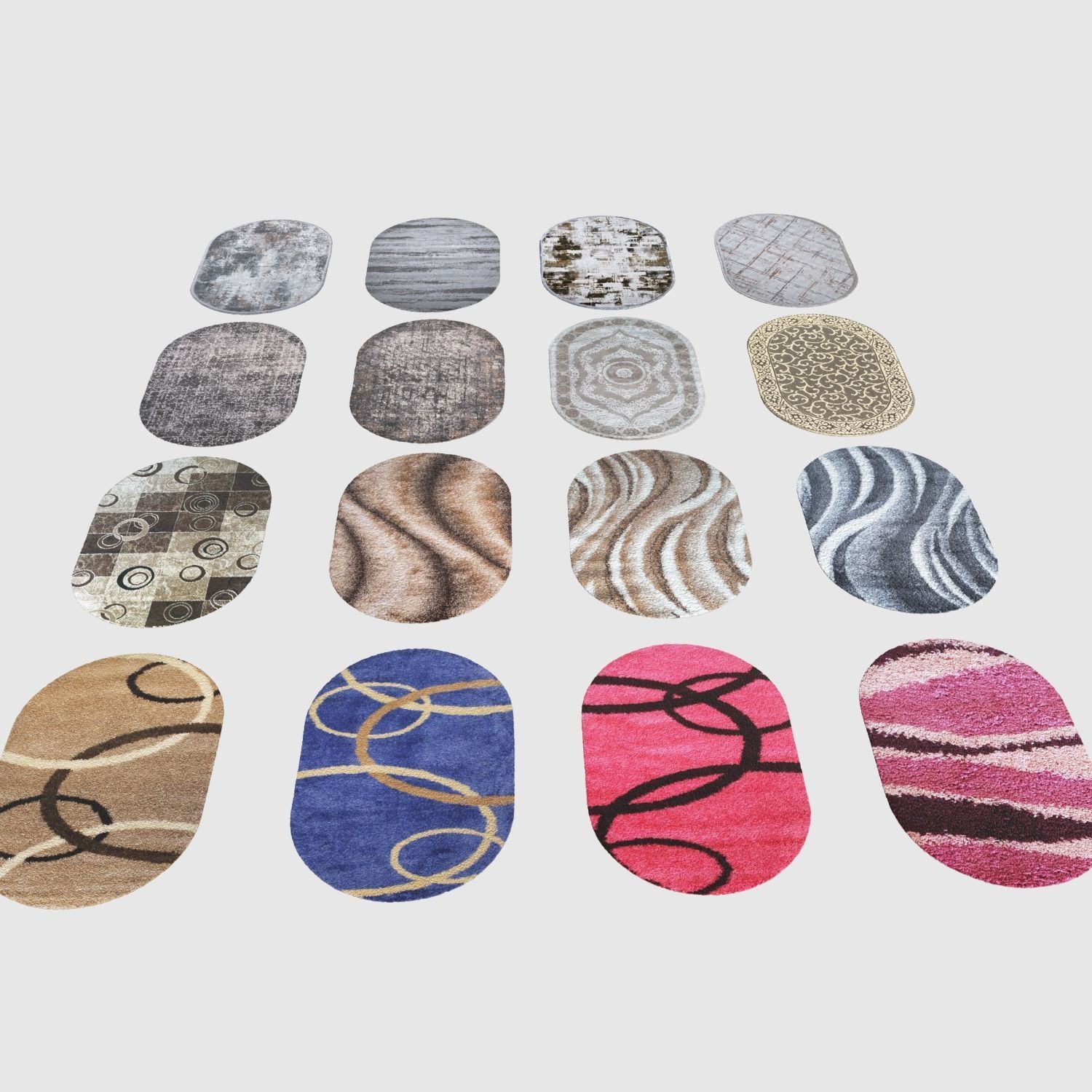 a set of oval carpets 3D model_1