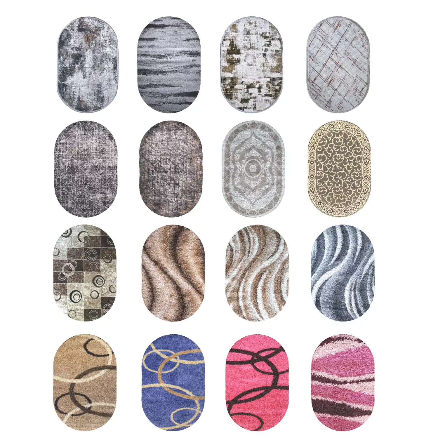 a set of oval carpets 3D model_0