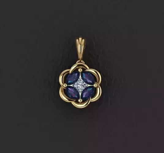 Pendant with sapphires and diamonds